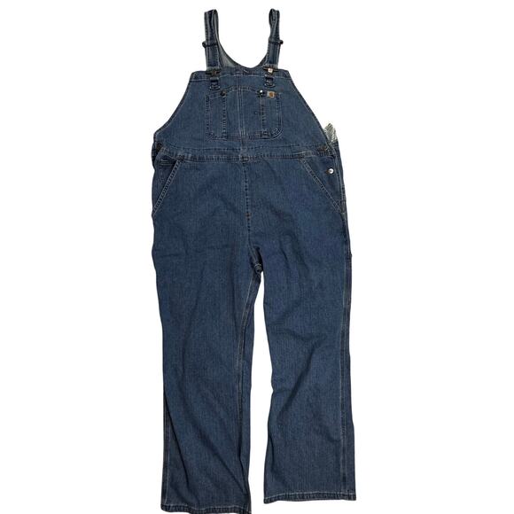 Carhartt Pants - Carhartt Women's Unline Denim Bibs Overalls WR008 Size XXL Short Y2K 28" inseam